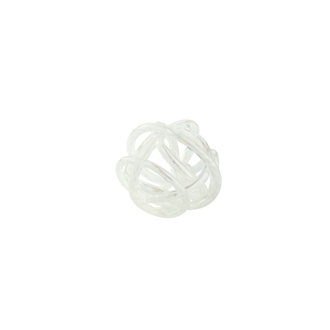 CC Home Furnishings Solid Glass Knot Decoration - 8" - Clear and White
